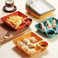 thumbnail image 2 of 1/2/4 Pack Chip Dip Serving Platter Set, Dumpling Plates with Dip Compartment, Square Serving Dish Sushi Plates, Small Dip Tray for Taco, Charcuterie, 2 of 7