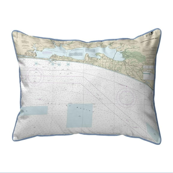 Betsy Drake Interiors Choctawhatchee Bay, FL Nautical Map Large Corded Indoor/Outdoor Pillow 16x20