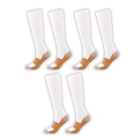 XIRQI 2026 New 3Pcs Compression Socks,Breathable and Moisture Wicking Mens Compression Socks,Suitable for Various Sports Scenarios Progressive Pressure Support Knee High Socks,Brown and White