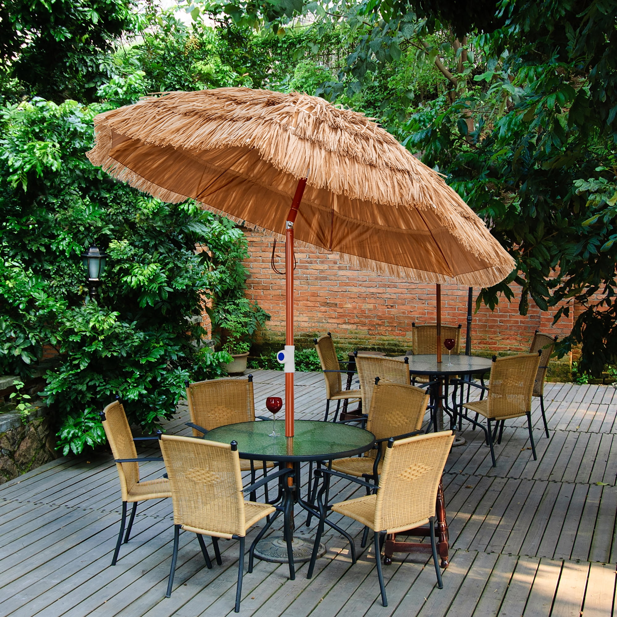 6' Patio Tropical Thatched Tiki Beach Umbrella Portable Outdoor Market