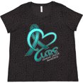 thumbnail image 3 of Inktastic Cure- Ovarian Cancer Awareness Teal Ribbon Women's Plus Size T-Shirt, 3 of 5