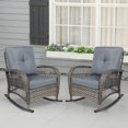 thumbnail image 6 of W WARMHOL Outdoor Wicker Rocking Chair with Thickened Cushions, Gray, Set of 2, Garden, Backyard, 6 of 7