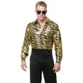 thumbnail image 2 of Mens Adults 70s Metallic Gold Zebra Print Disco Shirt Large 42-44, 2 of 2