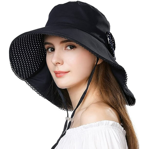 Womens Fishing Hats Summer Cotton Wide Brim Sun Sun Protective Hat with  Ponytail Hole