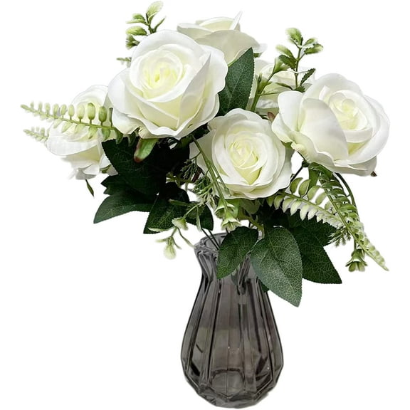Ukeler Bridal Fake Silk Rose Flowers Bouquet for Home Decoration Party Festival Wedding Decor