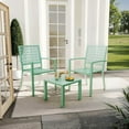 thumbnail image 2 of Emorefun 3 Piece Metal Outdoor Furniture Set, Stackable Bistro Table and Chairs for Patio, Garden, Balcony, Light Green, 2 of 8