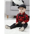 thumbnail image 3 of Baby Boys Outfits Clothes Set 0-24 Months Toddler Infant Party Romper Suspender Pants Beret Hat 4pcs, 3 of 16