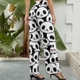 thumbnail image 3 of Wide Leg Pants Woman, Cute Panda Face High Waist Knot Palazzo Pants for Women, Elastic Sweatpants Yoga Lounge Pants Trousers with Pockets Fall Pants for Women 2024, 3 of 6