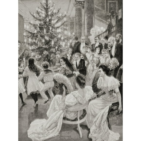 English Customs In The 19th Century. The Christmas Tree. From La Ilustracion Espa��ola Y Americana, Published 1892. by Ken Welsh / Design Pics (24 x 32)