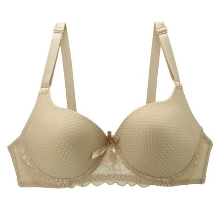 Pavied Push Up Bra Plus Size Bra High Support Bras For Women Adjustable Strap Full Coverage Up Bras Comfortable No Underwire Wireless Bras Balconette Bras Minimizer Bra Beige 40D