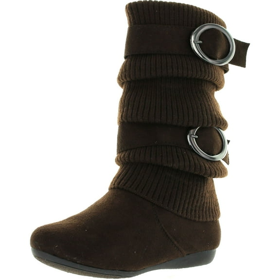 Lucky Top Girls Bank-21K Slouch Double Buckle Suede Boots with Zipper