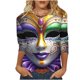 thumbnail image 2 of Xuyuer Carnival Style Print T-Shirt - Women's Fashion Loose Round Neck 3/4 Sleeve Top for Daily Wear, Festival Themed Outfits, Playful Seasonal Style & Streetwear Statement Piece, 2 of 5