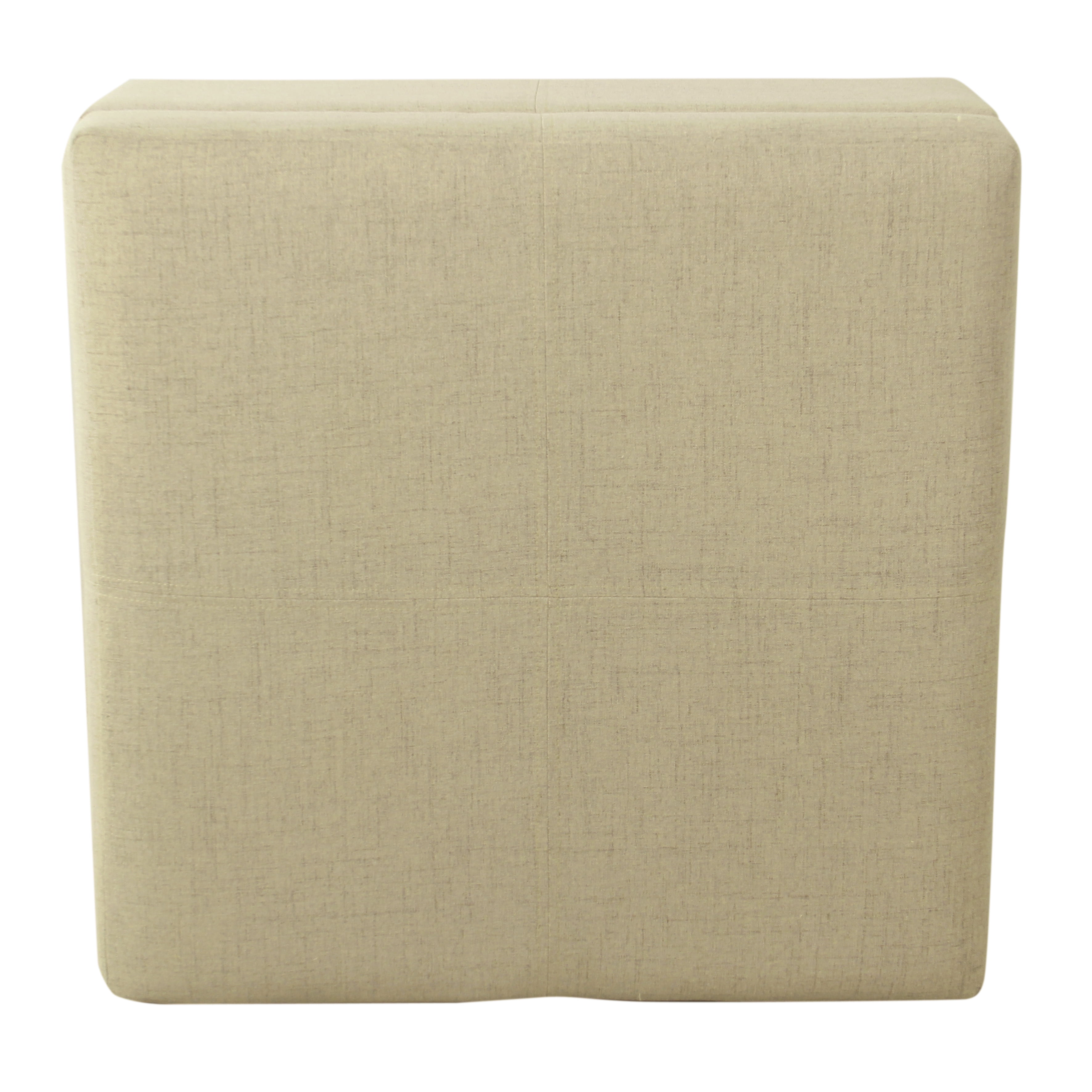 HomePop Round Upholstered Storage Ottoman, Tan