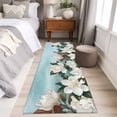 thumbnail image 4 of Spring Flowers 2'x6' Runner Rugs for Hallway Kitchen Bedside Non Slip, White Magnolia Blossom Botanical Blue Green Entryway Rug Runners with Rubber Backing, Long Carpet Runner for Laundry Room, 4 of 8