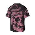 thumbnail image 6 of Lsque Skull and Snake Art print Men's Cuban Collar Short Sleeve Shirt Summer Beachwear Casual Button Down Fashionable Vacation Leisure Shirt-Large, 6 of 7