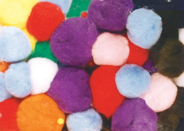 Chenille Kraft Pom Pons, 1', Assorted Bright Colors, Pack of 100