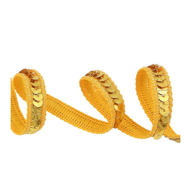 Inteprter Banda de lentejuelas hecha a mano, además de la colección de accesorios para el cabello, cinta para vestido con lentejuelas, Tela de costura y artesanía oro 2