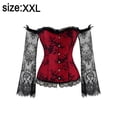 thumbnail image 2 of Corsets for Women Bustier Top Gothic Sexy Shoulder with Straps - Red, 2 of 6