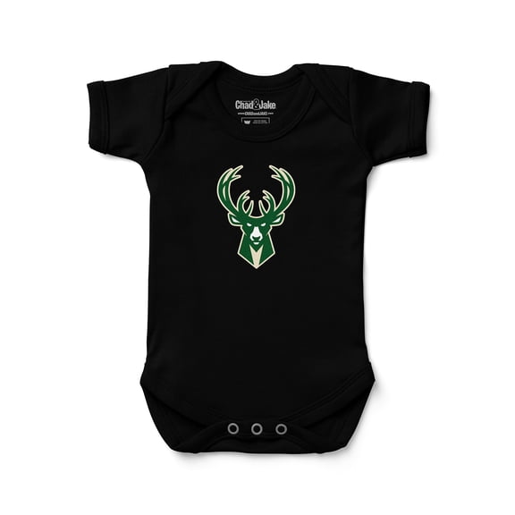 Newborn & Infant Chad & Jake Black Milwaukee Bucks Primary Logo Bodysuit