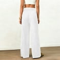 thumbnail image 4 of Women's Faux Suede Wide Leg Pants Casual Drawstring Waist Loose Fit Trousers Lounge Pants with Pockets (S, White), 4 of 8