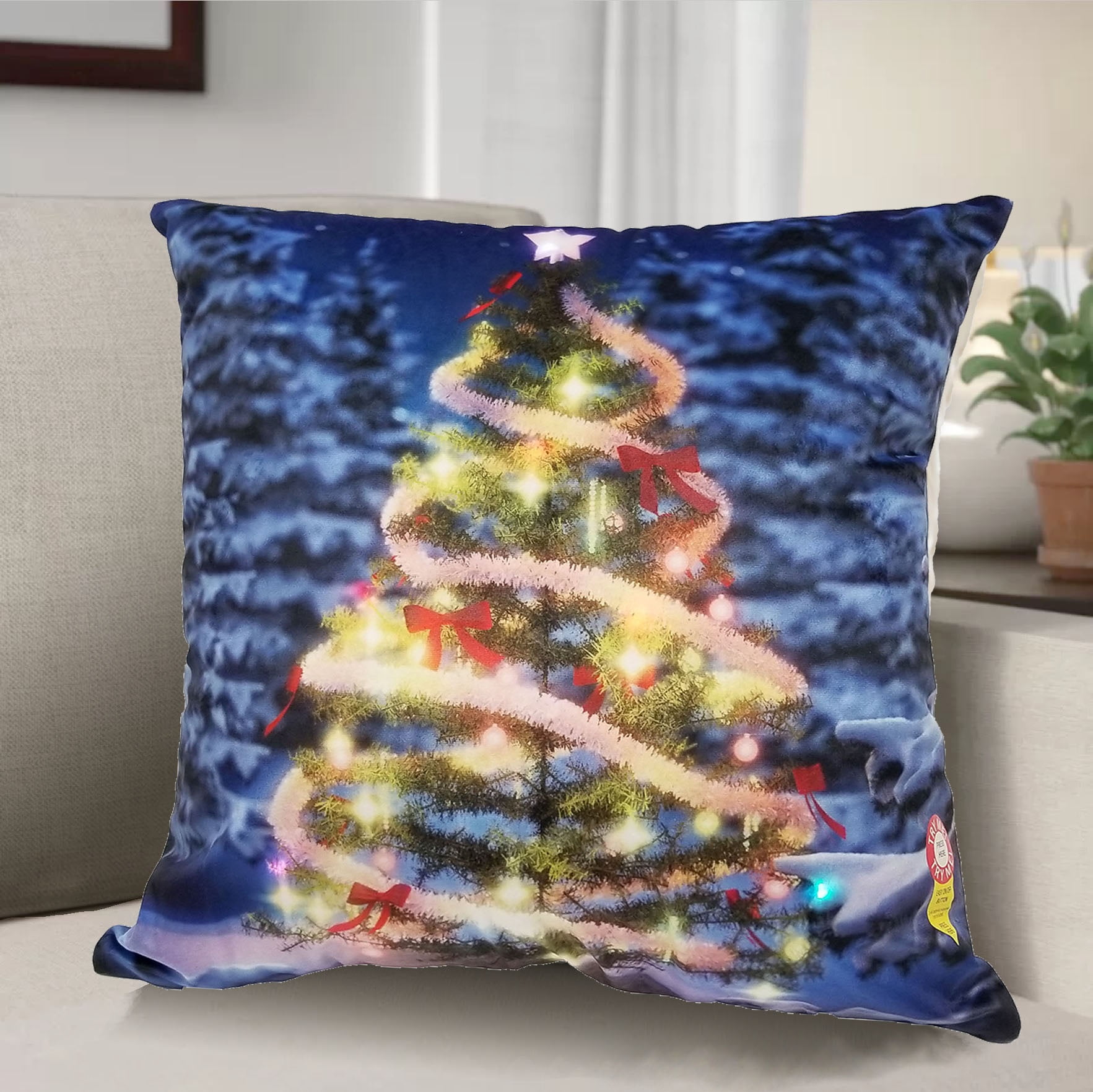 Christmas Tree LED Decorative Pillow