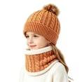 thumbnail image 4 of 3 Pcs Kids Winter Hat Scarf Gloves Set Boys Girls Knit Pompom Beanie Fleece Lined Neck Warmer Thick Thermal Ski Sets Yellow 2-10 Years, 4 of 5