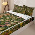 thumbnail image 3 of jejeloiu Ancient Floral Zipper Twin Comforter Sets with Fitted Sheet and 2 Pillowcases For Girls,Garden Print Zipper Bedding Set,Green Multicolor,Polkadot Reversible,4 Pieces, 3 of 7