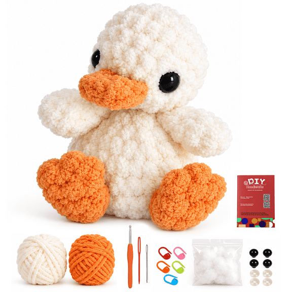 WovWov Crochet Kit for Beginners, Duck Beginners DIY Knitting Kits – Includes Step-by-Step Video Tutorials and Extra 30% Yarn, all accessories