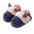 thumbnail image 3 of YMNXA Big Boys Girls Fuzzy Slippers Cute Reindeer Design Soft Sole Non Slip Warm Comfortable Shoes For Indoor Wear Blue 2-2.5 Years, 3 of 5