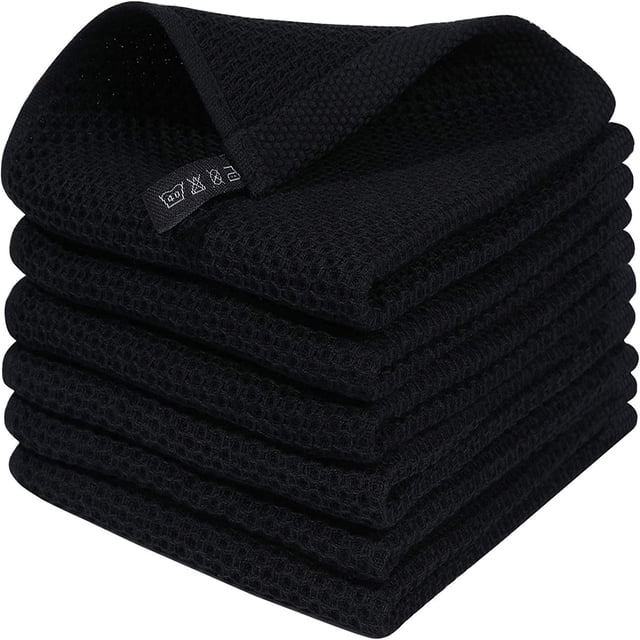 Cotton Kitchen Dishcloths – Soft and Absorbent Kitchen Dishcloths – 6 Pack Quick Dry Rags – 13x13 Inch Dishcloths for Washing Kitchen Dishes
