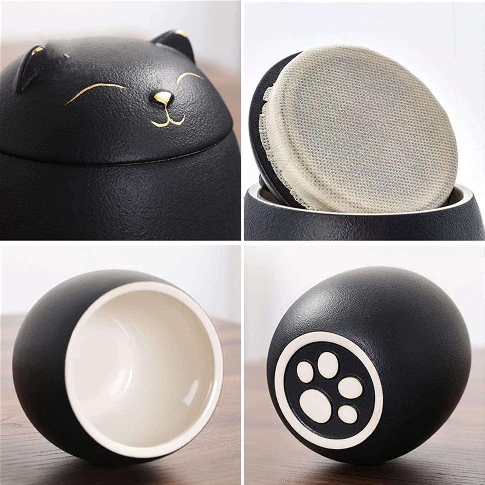 Cat Shape Urn For Pet Ashes Cat Shape Memorial Cremation Urns Handcrafted Black Decorative Urns For Funeral Cat Urn