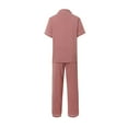 thumbnail image 5 of AOMPMSDX Ladies Pajamas Solid Color Short Sleeved Trousers Home Service Two Piece Suit Home Pants Sets Women's Leisure Trousers Suit Pink L, 5 of 9