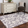 thumbnail image 4 of Purple Floral Leaf Large Area Rugs for Bedroom Living Room, Soft Non Slip Carpet Bedside Rug, Retro Farmhouse Plant Tree Branch Rectangular Floor Cover Kitchen Accent Rug 4'x6' for Dining Room/Office, 4 of 9