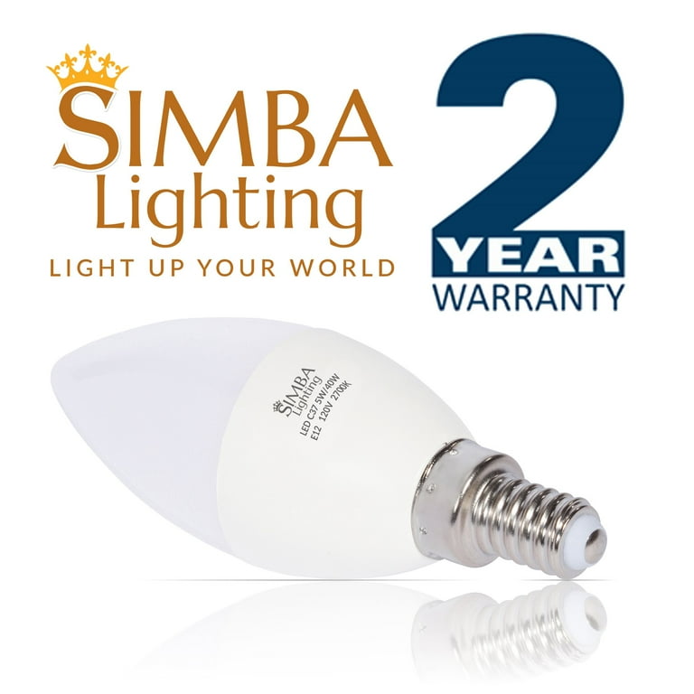 Simba Lighting C7 15W Replacement Bulb Clear Candle Shape 120V, E12 Candelabra Base, 2700K, 6-Pack | Cheetah Trading Post