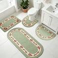 thumbnail image 5 of WSSZL Vibrant Rose Floral Bathroom Rug Set, Non-Slip Absorbent Bath Mats, Machine Washable, Full Bathroom Coverage, Shower Toilet Sink Use, Home Decor,Green, 5 of 6