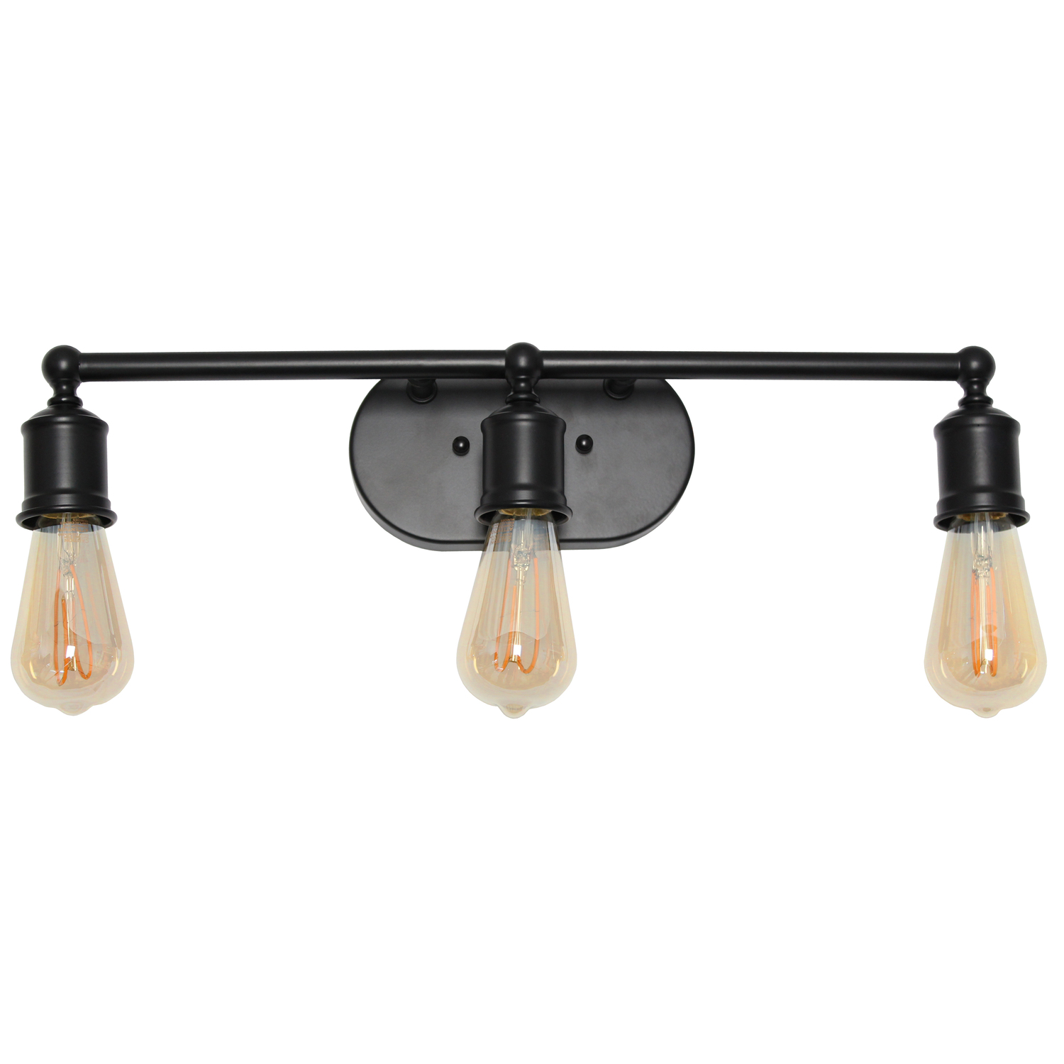 Lalia Home 3 Light Industrial Metal Vanity Light, Matte Black