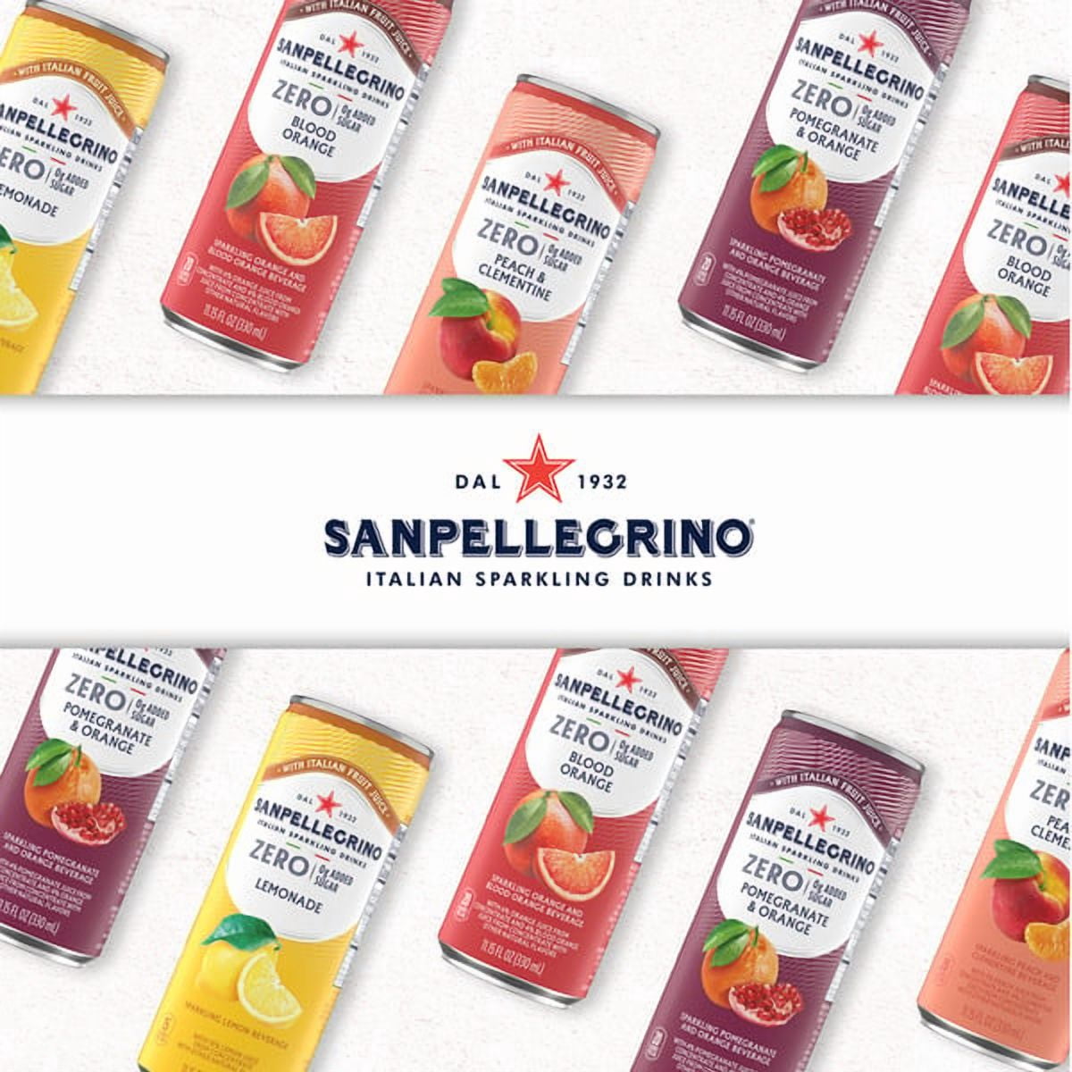 Sanpellegrino Zero Sugar Italian Sparkling Drink Variety Pack, 4 Flavors, 24 Cans Total (11.15 fl oz Each)