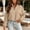 Khaki, variant on Ynynloco Women's Full Zip Fleece Short Jacket Warm Winter Long Sleeve Stand Collar Workout Sherpa Crop Coat with Pockets Drawstring Hem