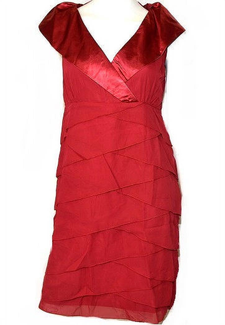 Satin Collar Pleated Dress In Cranberry 