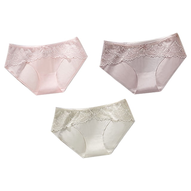Ropa interior de encaje de seda de hielo, bragas de encaje sexy con entrepierna de algodón para mujer