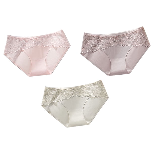 Ropa interior de encaje de seda de hielo, bragas de encaje sexy con entrepierna de algodón para mujer