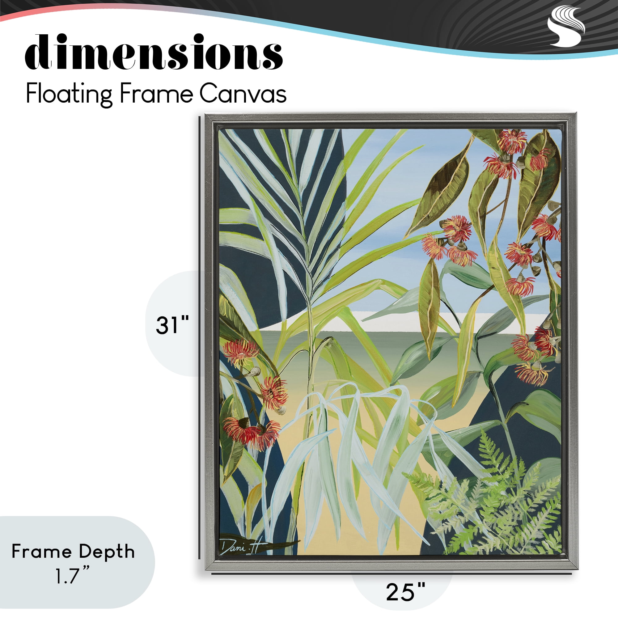 Stupell Industries Coastal Morning Leaves Gray Framed Floater Canvas Wall Art, design by Dani Heyward