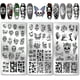 thumbnail image 1 of Juego de 3 sellos para uñas góticos con 58 diseños de flores de terror. Placas de acero inoxidable para estampar uñas y crear diseños artísticos., 1 of 7