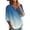 Blue, variant on Ombre Gradient V-Neck Henley Tunic for Women - 3/4 Puff Sleeve Button Down Boho Blouse, Lightweight Loose Fit Summer Top Light Blue S