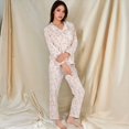 thumbnail image 4 of Women's Floral Print Button-Up Long Sleeve Pajama Set with Ruffle Details - Large, Purple, 4 of 7