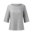 thumbnail image 4 of Patlollav Women Tees Under $10, Tops for Women's Loose Sparkling Pearl Glitter Sequin Medium Sleeve Round Neck T-Shirt, 4 of 6