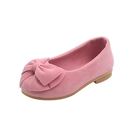 

Girls Plain Color Bowknot Mary Jane Flats Princess Dress Shoes