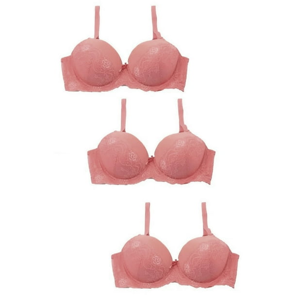 Trio de Brasier Adda Lingerie Modelo Bibiana Brasier en copa D Color 2 Beige y 1 Coral Walmart en linea
