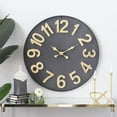 thumbnail image 2 of CosmoLiving by Cosmopolitan 32" Black Metal Wall Clock with Gold Numbers, 2 of 9