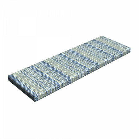 

Folk Bench Pad Bicolour Design Pattern with Vertical Style Chevrons and Strips HR Foam Cushion with Decorative Fabric Cover 45 x 15 x 2 Green Dark Ceil Blue by Ambesonne